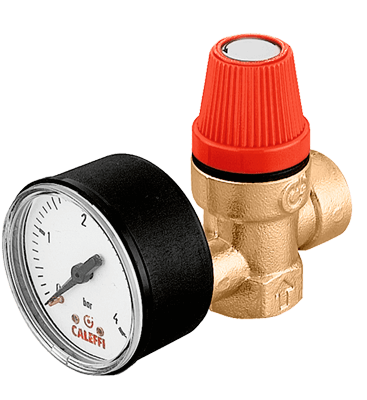 Válvula de seguridad Caleffi hembra con manómetro