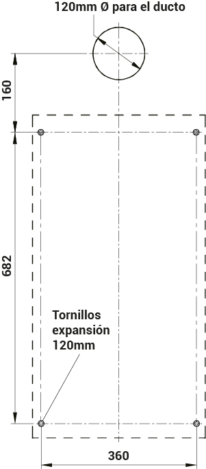 Dimensiones para instalación de caldera BASIC16